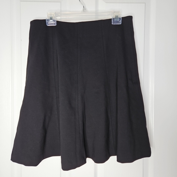 Ann Taylor LOFT Black Ponte Seamed Flare Skirt Size Large Tall LT Elastic Waist - Picture 7 of 9